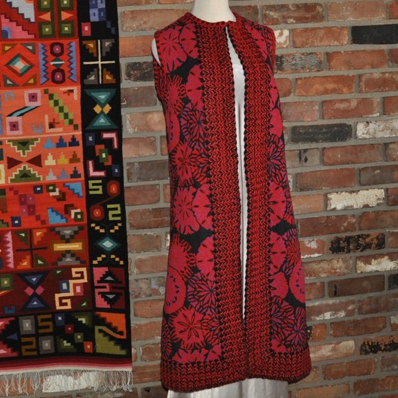 Unique Wearable Art Floral Mandala Tapestry Thick Long VEST Sleeveless Jacket - Picture 4 of 6